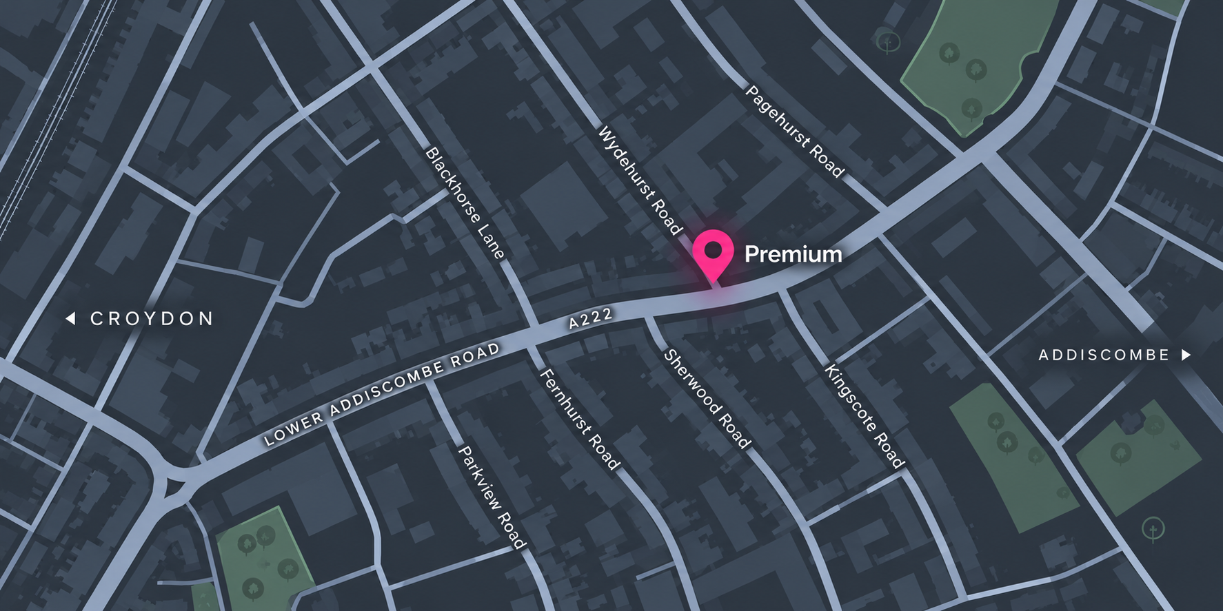 Map showing Premium in Croydon on Lower Addiscombe Road
